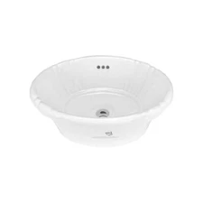 Rok Poppy Oval Drop-In Bathroom Vanity Sink, 17-1/2" X 14-1/4", White Porcelain