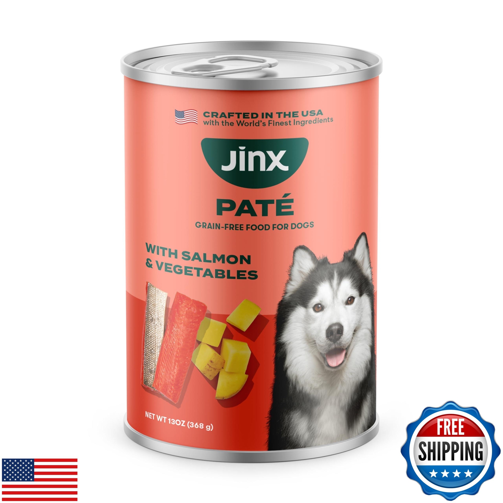 Jinx Salmon and Vegetables Recipe Grain-Free Wet Dog Food, 1
