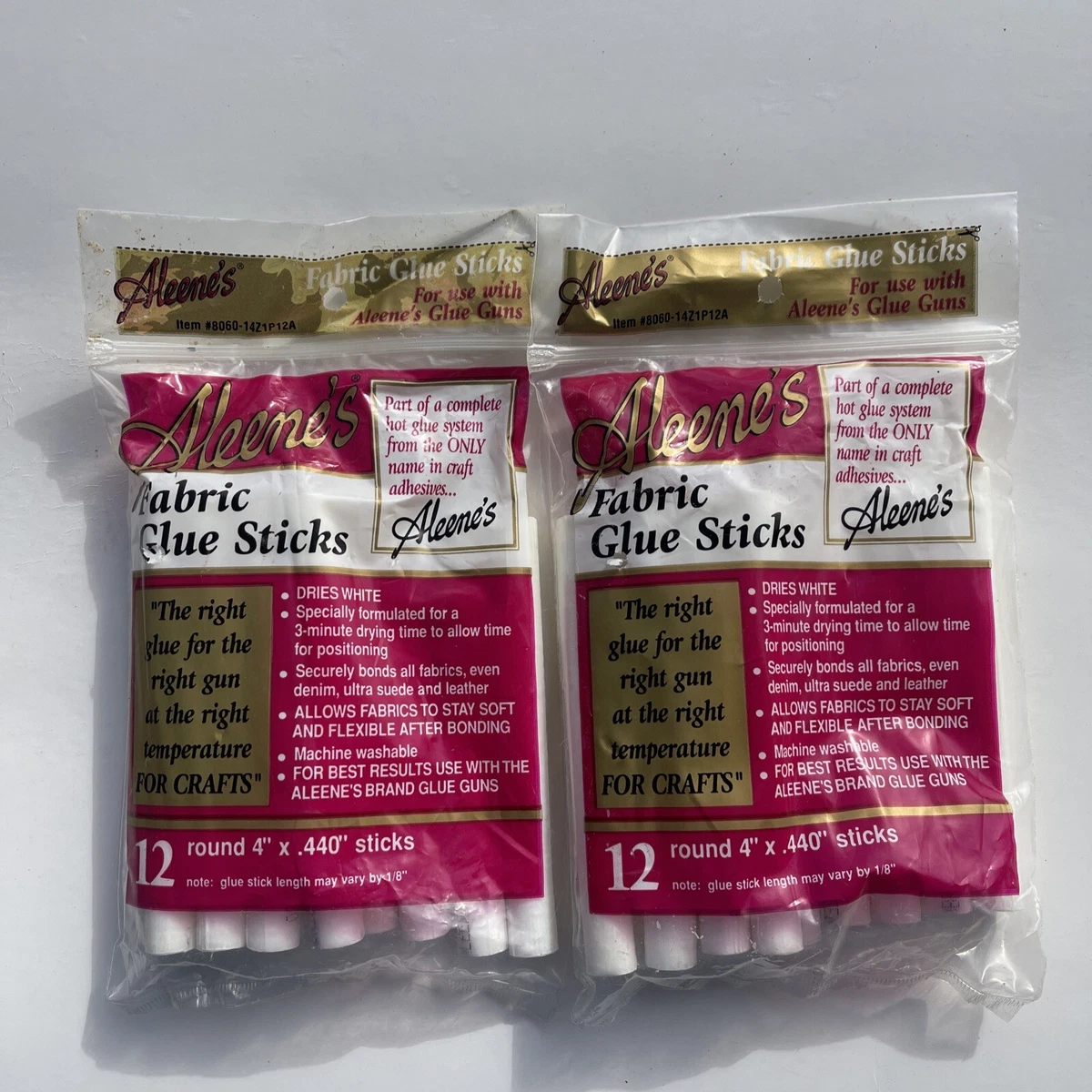 Lot Of 2 Aleene's Hot Glue Sticks for Fabric, Pkg of 12 White 4 #8060 Rare  Find