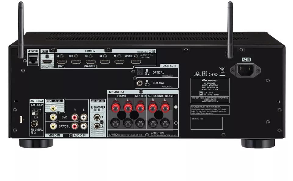 Pioneer VSX-830 5.1A/V Receiver W-Lan Tuner, Bluetooth USB AirPlay 4k UHD HDMI - Bild 2 von 3