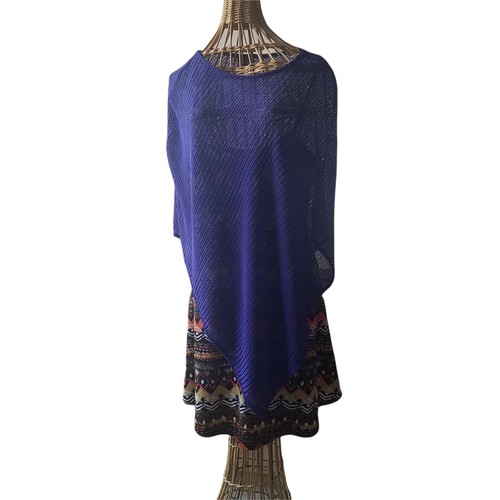 Chico’s Travelers Collection Shawl Cape Throw Open Knit Blue One Size Boho - Picture 4 of 7