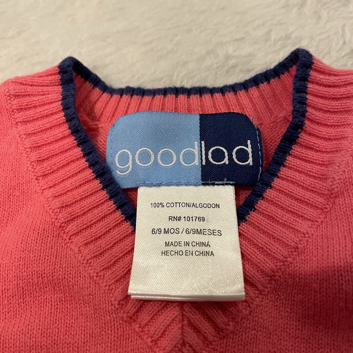 Good Lad Boys Pink Blue Argyle Sleeveless Sweater Vest Size 6-9