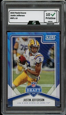 2020 Panini Score #NFL-10 Justin Jefferson GRADED 10 Gem Mint ROOKIE CARD  RC | eBay