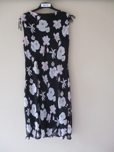 ELLEN TRACY WOMENS Black Pink White Floral Print Fitted Dress Size 14 Lined - Picture 4 of 7