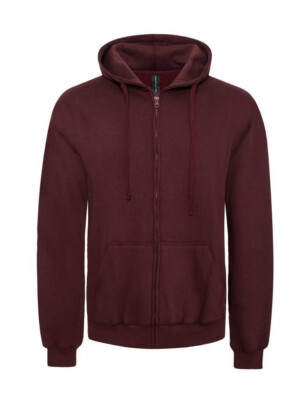 Men's Fleece Cotton Blend Zipper Hoodie Burgundy