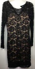 WTD Woman's Black Long Sleeve Lacy Pencil Dress