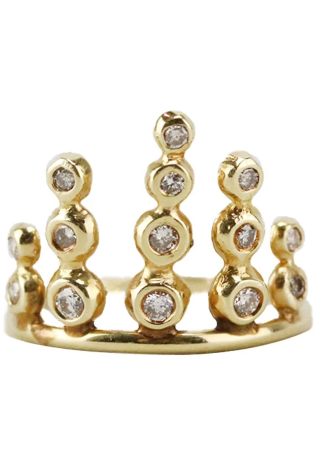 JACQUIE AICHE 14K YELLOW GOLD PAVE DIAMOND STACK RING 16 MM