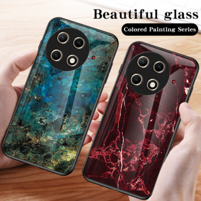 For Tecno Camon 30S Pro, Luxury Hybrid Armor Marble Glass Soft Bumper Case Cover