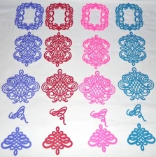 Festive Flourish Die Cuts Plus Embossed 20 pcs Red Purple Pink Blue Handmade