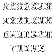 Sterling Silver Oxidized Script Alphabet Letter Initial Charm