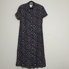 Vintage Talbots Floral Black Maxi Women Dress 14P  Fairy Festival Rodeo Y2k boho