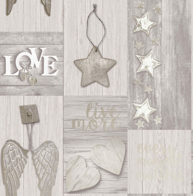 Crown Starlight Wooden Collage Stars Wallpaper Gold M1489 for sale