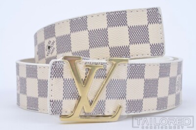LOUIS VUITTON Cream Daimer Azur Canvas Gold Buckle Mens Luxury Belt 105  42