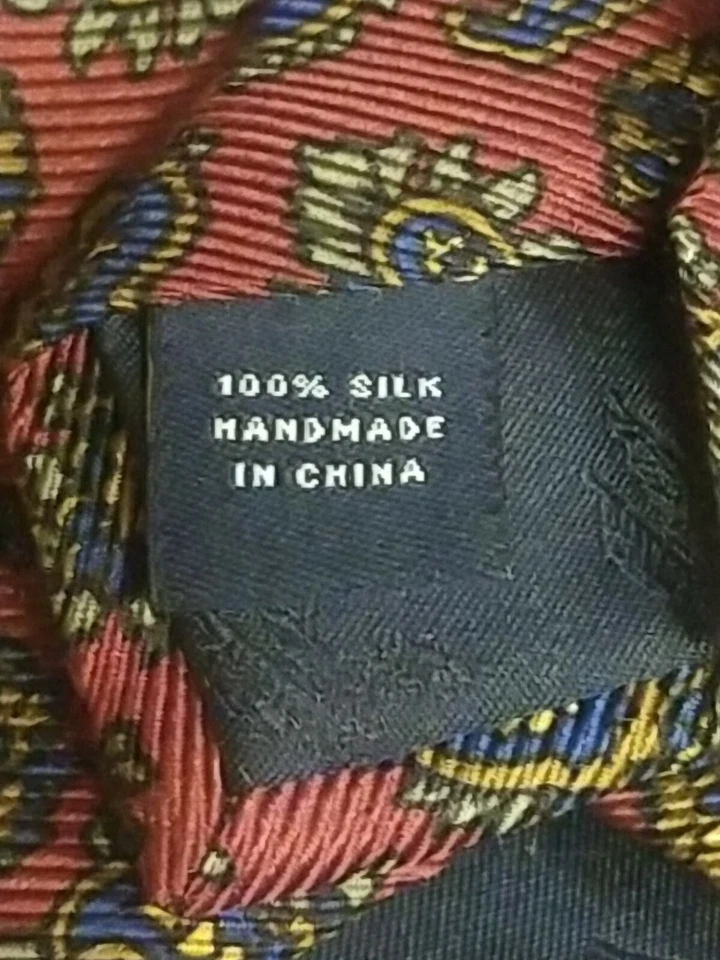 Corbata American Living roja/azul marino/verde, cachemira clásica, 100 % seda hecha a mano Foto 4 de 4
