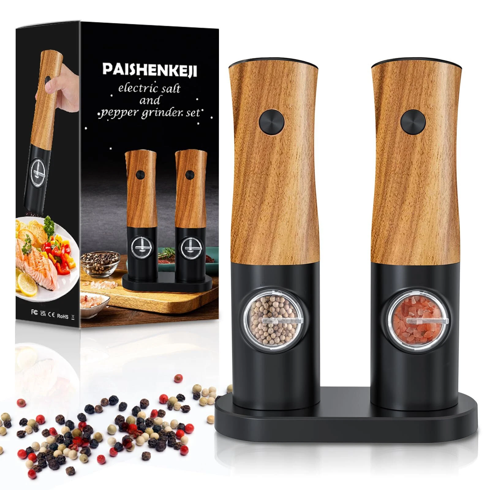 Electric Salt and Pepper Grinder Set - Battery Operated Salt and Pepper Shake...