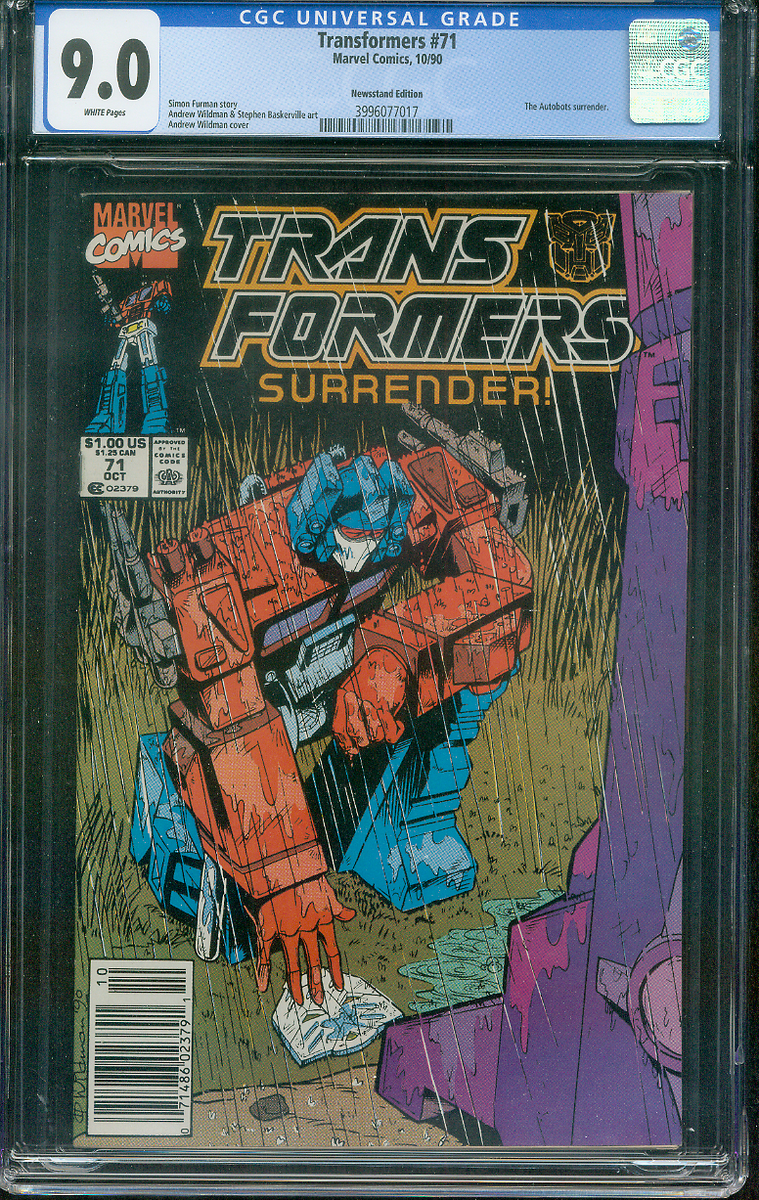 Transformers 71 CGC 9.0 Autobots Surrender 10/1990 Newsstand Ed | eBay