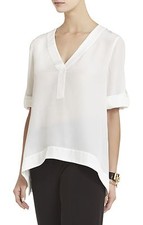 NEW BCBG MAX AZRIA WHITE KELLYANNE LONG-SLEEVE TOP RXI1S014/S197 SIZE XS
