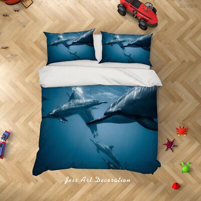 3D Delfin Meeresboden Quilt Cover Set Bettwäsche Sets Kissenbezüge