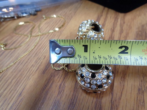 Estate Jewelry Set/2 Large Goldtone Crystal Rhinestone Beads & Lovely 30" Chain - Picture 15 of 15