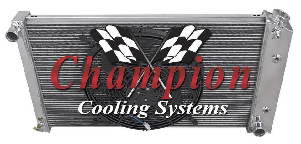 Radiador RR 2 filas 1" núcleo 26" con ventilador de 16" para Chevrolet El Camino 1978-1987 Foto 3 de 4