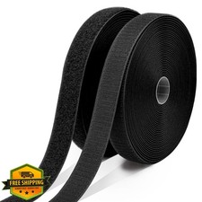 RGEXNST Black Hook and Loop Fastener Roll 1" x 33ft Sew On Non-Adhesive