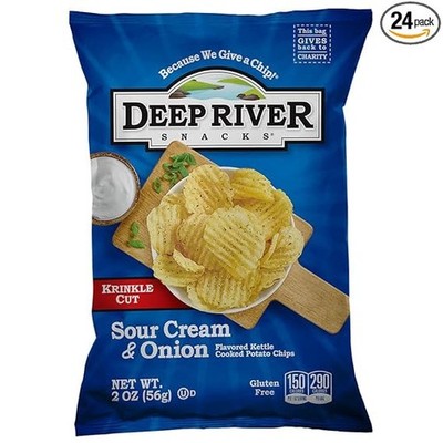 Deep River Snacks Sour Cream & Onion Krinkle Cut Chips, 2 Ounce, 2 Per Case
