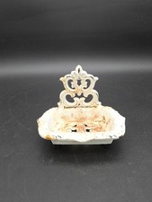 Vtg Footed Cast Iron Soap Dish Victorian Bath Decor Ornate White 