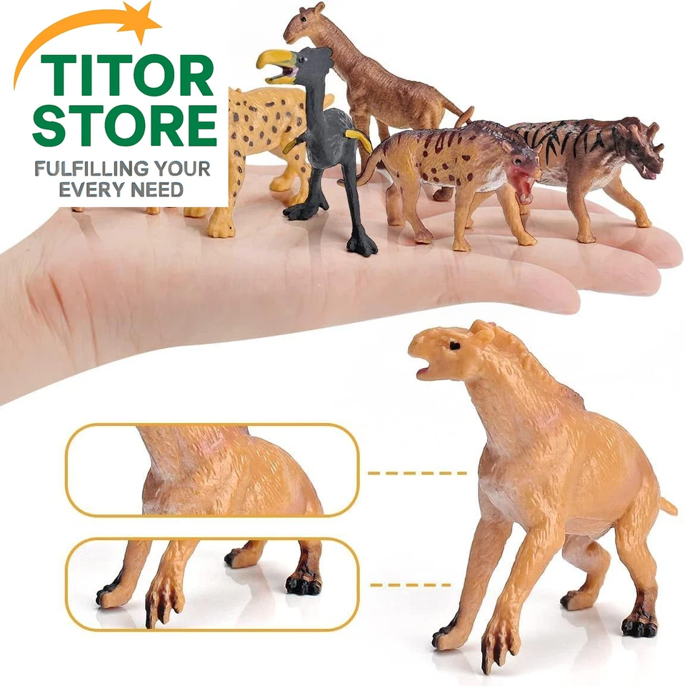 Mini juego de juguetes de animales mamíferos prehistóricos 12 piezas figuras de animales vida silvestre... Foto 3 de 4