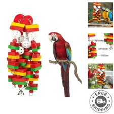 22-Inch Large Red Parrot Chew Toy for Macaws  Cockatoos - Durable and Fun
