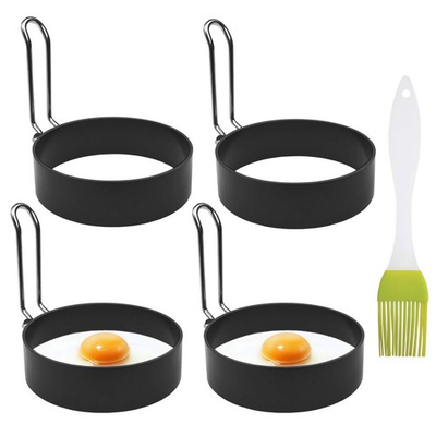 #ad 4 Pack Egg Rings Mold for Cooking Stainless Steel Round Egg Cooker Ring Nonstick $10.87