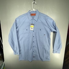 Dickies Men LT Long Sleeve Casual Button-Down Work Shirt Light Blue 65/35 Blend