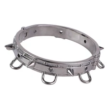 Stainless Steel 8-Ear Neck Collar Metal Bondage Collar with Traction Chain