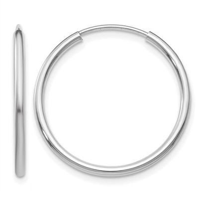 14k White Gold 1.5mm Polished Endless Hoop Earrings Perfect Gift for Her