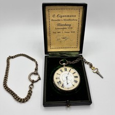 1932s Antique French Silver Cylindre Key Wind Pocket Watch w/ Box Rare