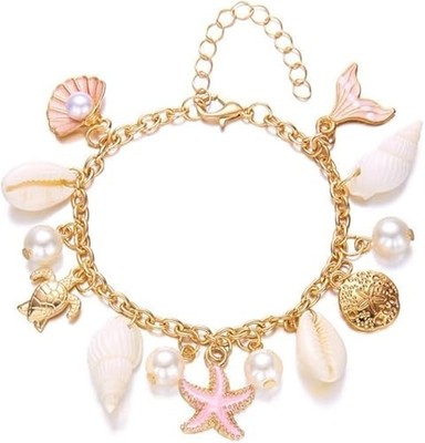 Muschel Seestern Armband Seepferdchen Muschel Meerperlen Charm rosa W 