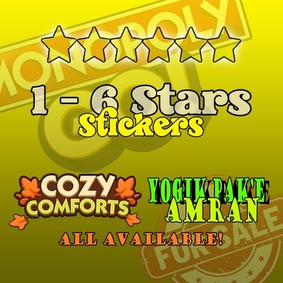 MONOPOLY_STICKERS_GO! 1 STARS TO 6 STARS  ALL AVAILABLE - COZY COMFORTS ALBUM