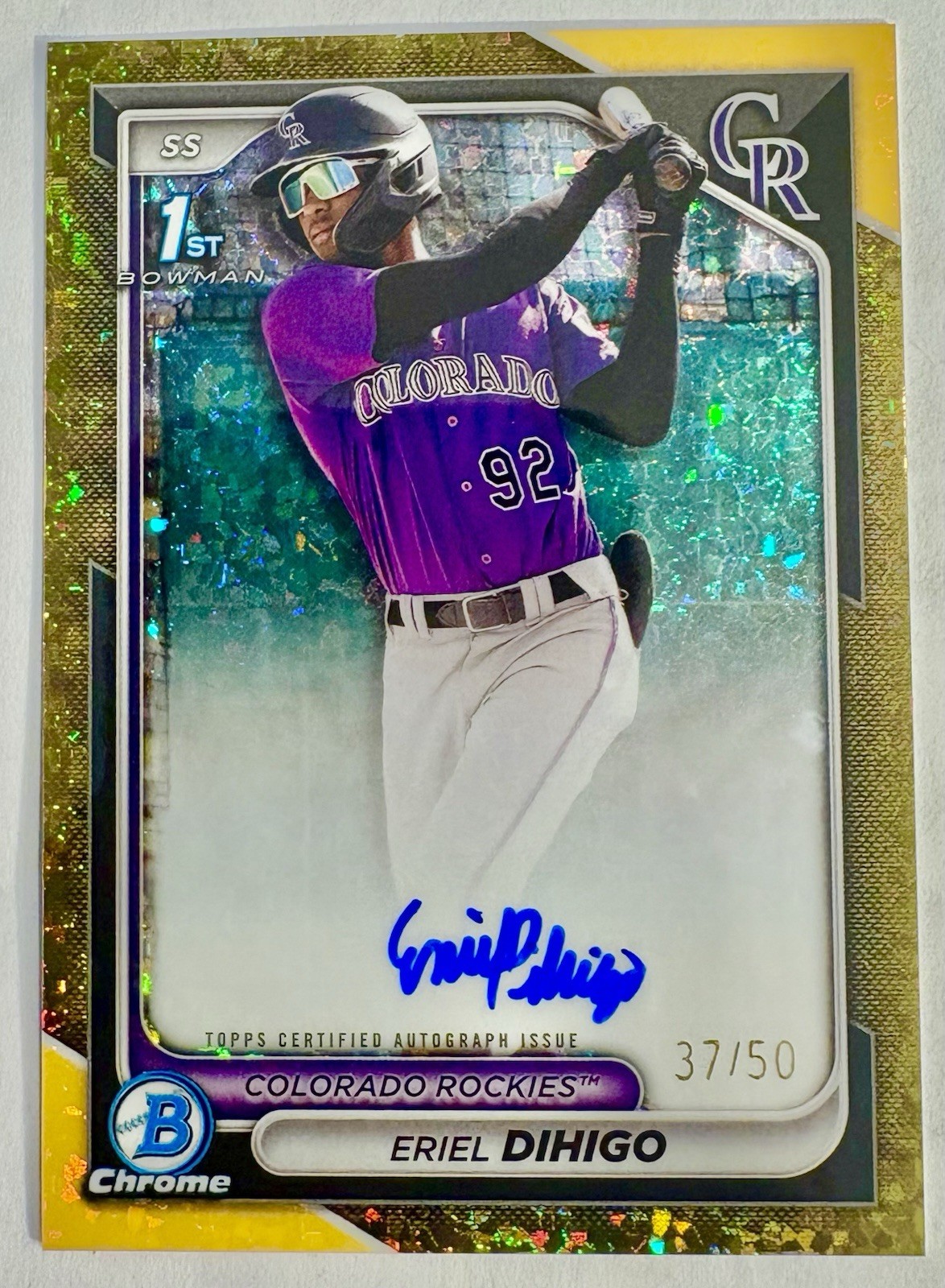 2024 Bowman Chrome Eriel Dihigo Auto Gold Mini Diamond Refractor 1st #d/50