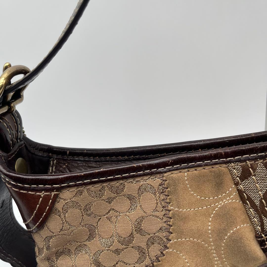 Coach Patchwork 2Way Shoulder Handbag Leather Sue… - image 13