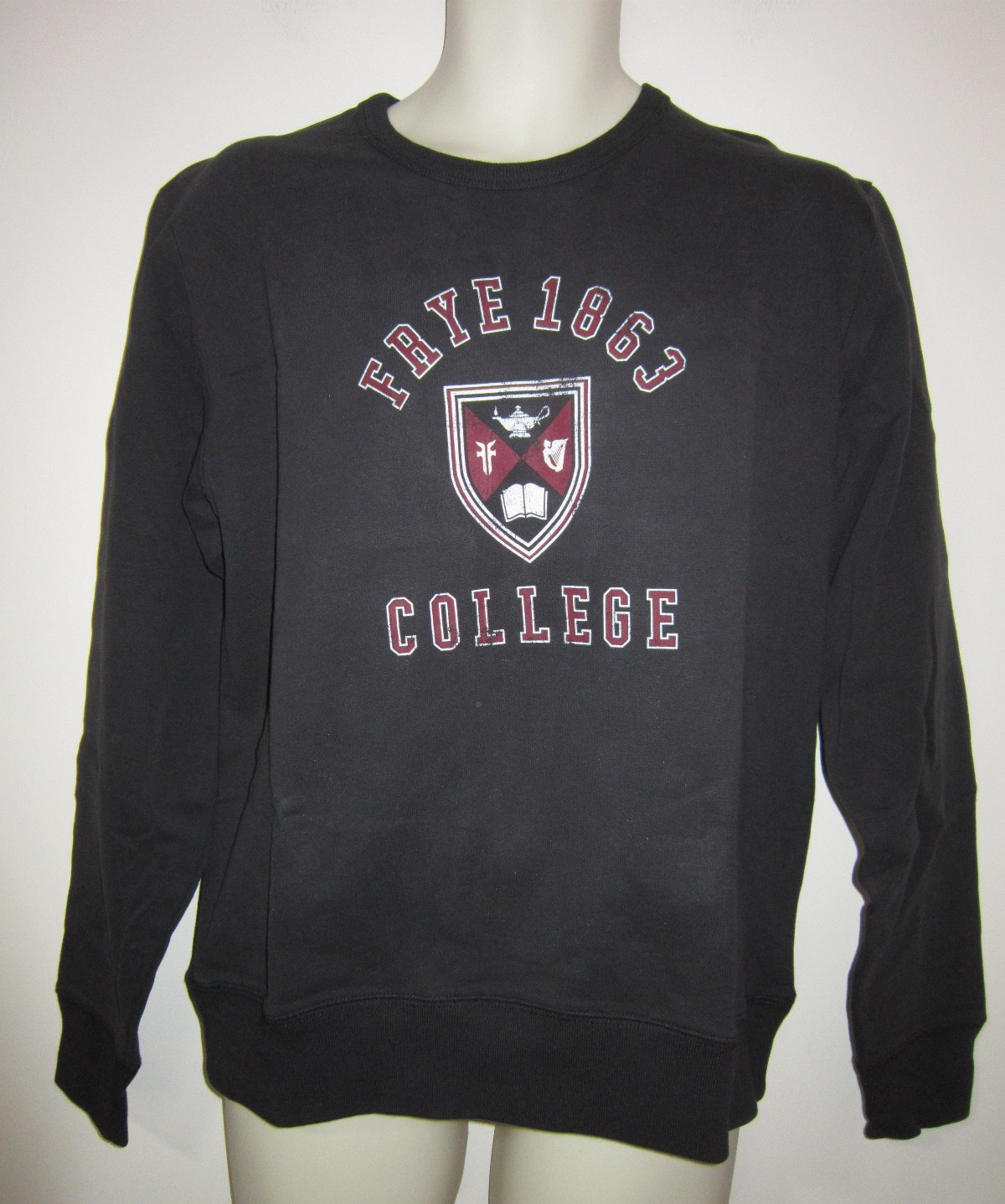 FRYE Crew Neck Sweatshirt Pullover Jet Black Cotton Sz M