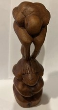 Antique Hand Carved wooden Yoga weeping Buddha Statue Yogi sculpture