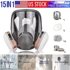 Full Face Gas Mask Painting Spraying Respirator w/Filters for 6800 Facepiece US