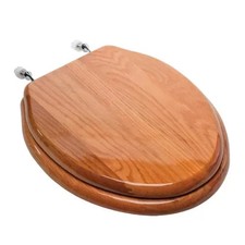 Jones Stephens C2B1E17CH Oak Toilet Seat Elongated Natural Oak Piano Finish
