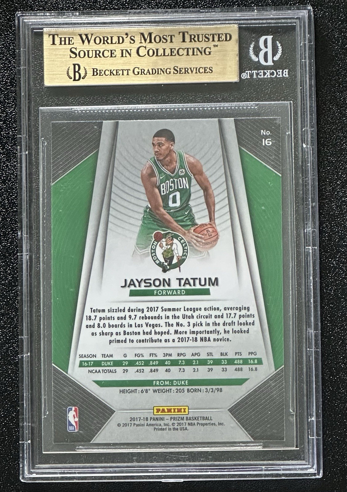 2017-18 Panini Prizm - Jayson Tatum #16 (RC) view 2