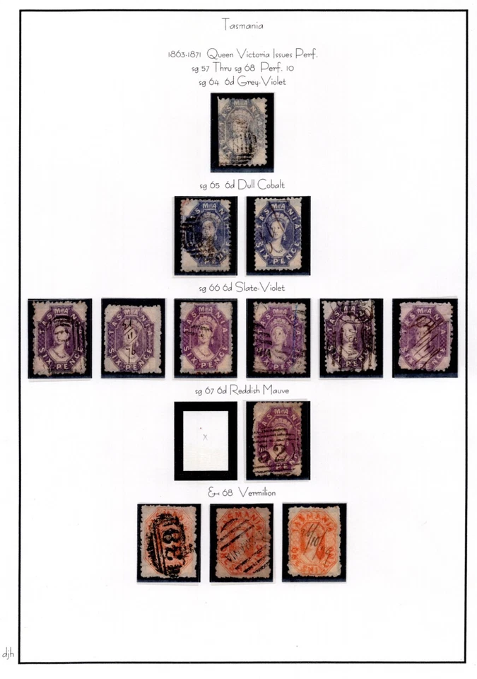 AUSTRALIA TASMANIA 1863-1871 COLECCIÓN ESPECIALIZADA DE 21 SELLOS EN DOS PAGINAS Foto 2 de 2