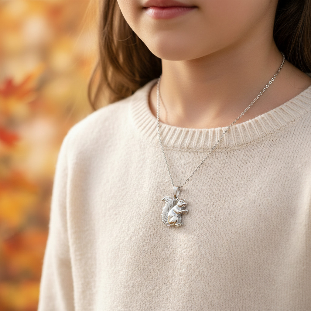 Collier écureuil en argent pour enfant et femme : le cadeau mignon idéal