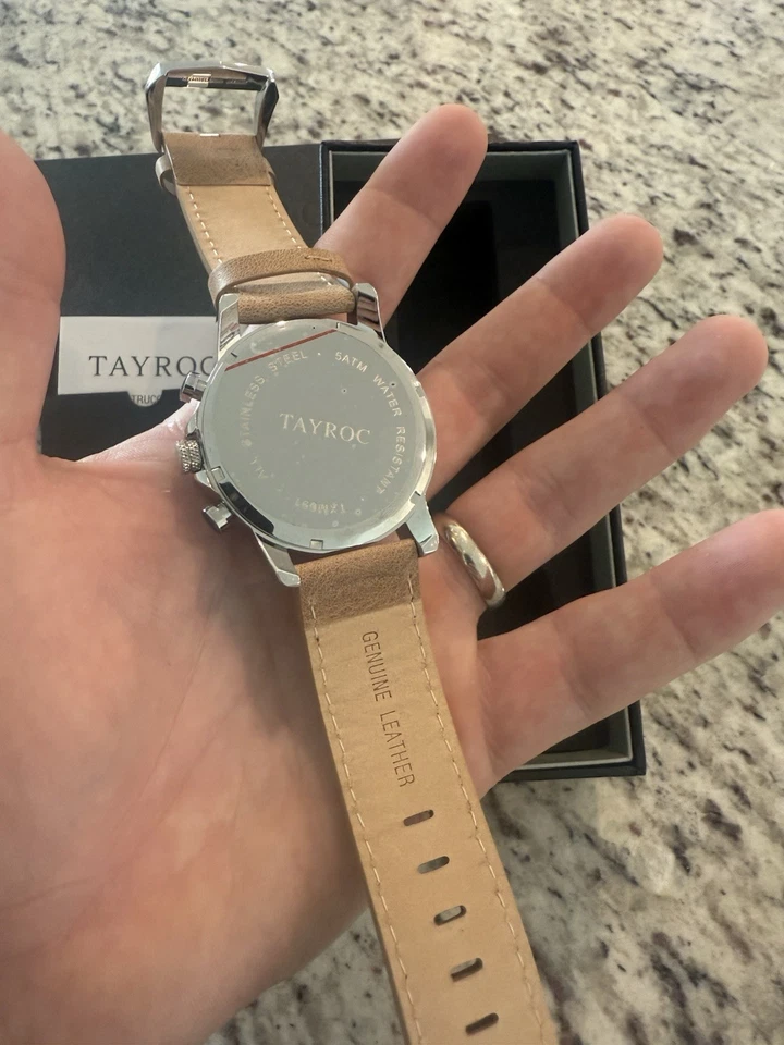 Tayroc Reloj Cronógrafo Cuarzo Hombre Nueva Batería Correa Ajustable Fecha Dial 42mm Foto 3 de 3