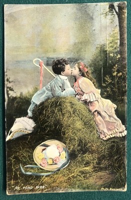 Ae Fond Kiss Children Kissing Photo Bassano Northampton Series 1914 Postcard