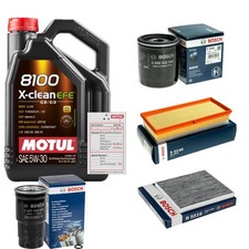 BOSCH Inspektionspaket 5L MOTUL 8100 X-CLEAN EFE 5W-30 für Toyota Yaris 1.4