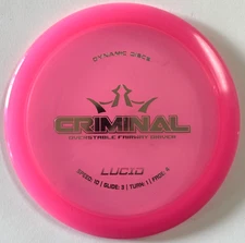 Dynamic Discs Lucid Criminal - 174g Scaled Overstable Driver Pink New