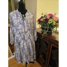 TORRID Women's White Floral Midi Dress with Blue and Green Print Size 1